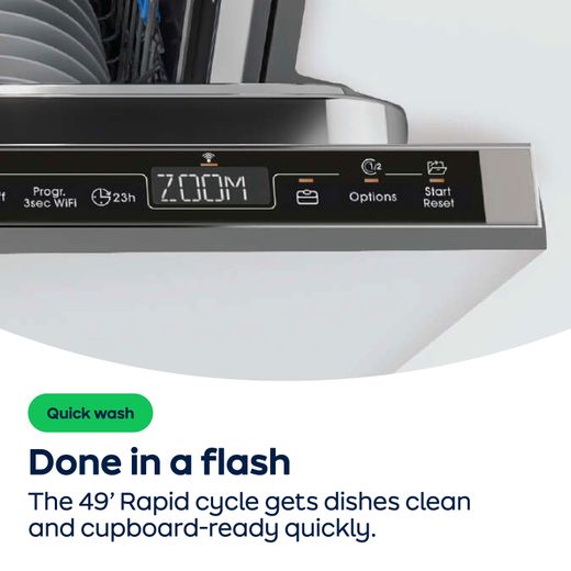 Candy RapidÓ Integrated Standard Dishwasher - White with Fixed Door Fixing Kit - AO Annotation - 49 Rapid